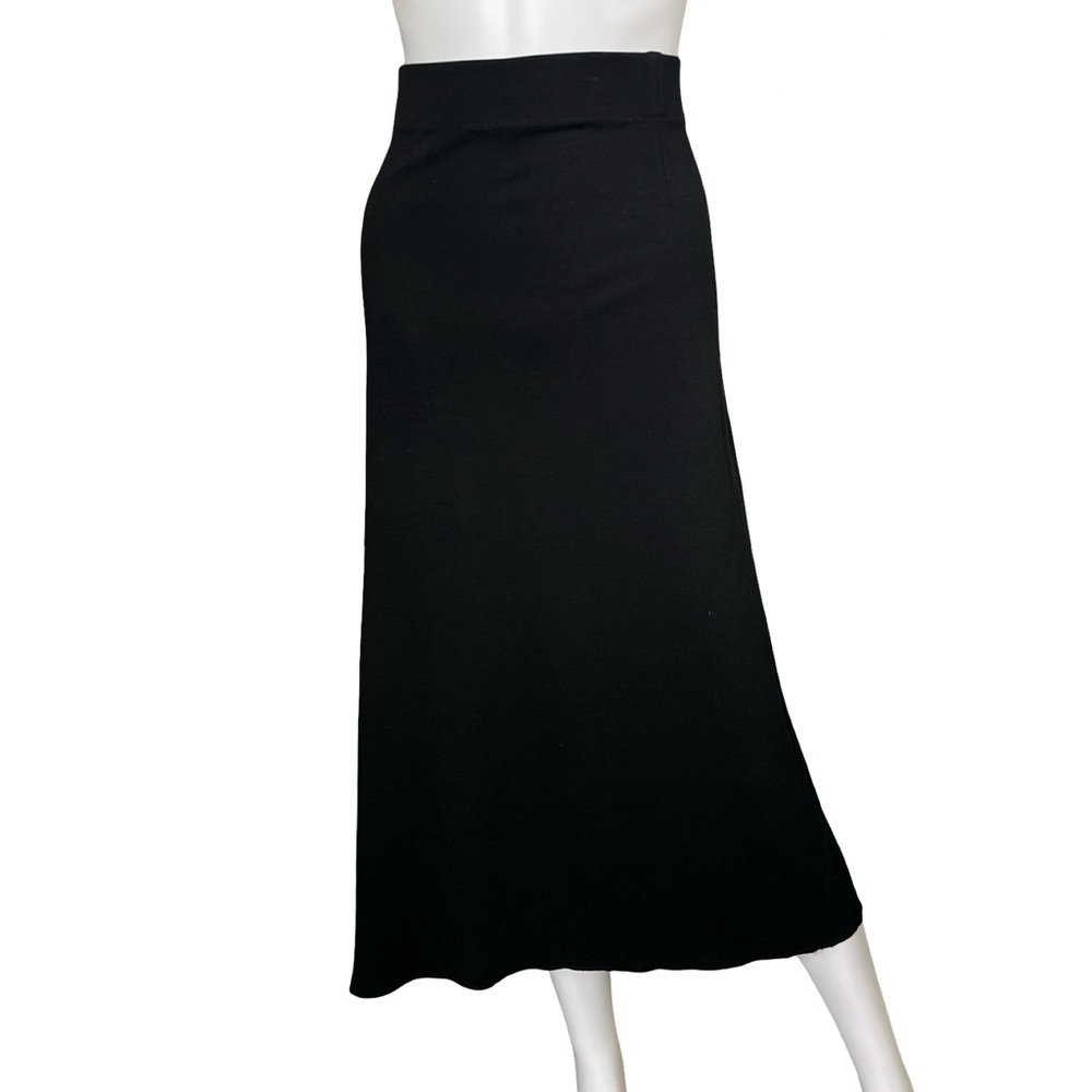 Eileen Fisher Black A Line Midi Skirt Knit Wool Blend Neutral Womens Size XL